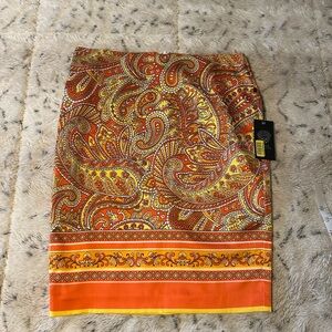 Vince Camuto Orange Paisley Pencil Skirt